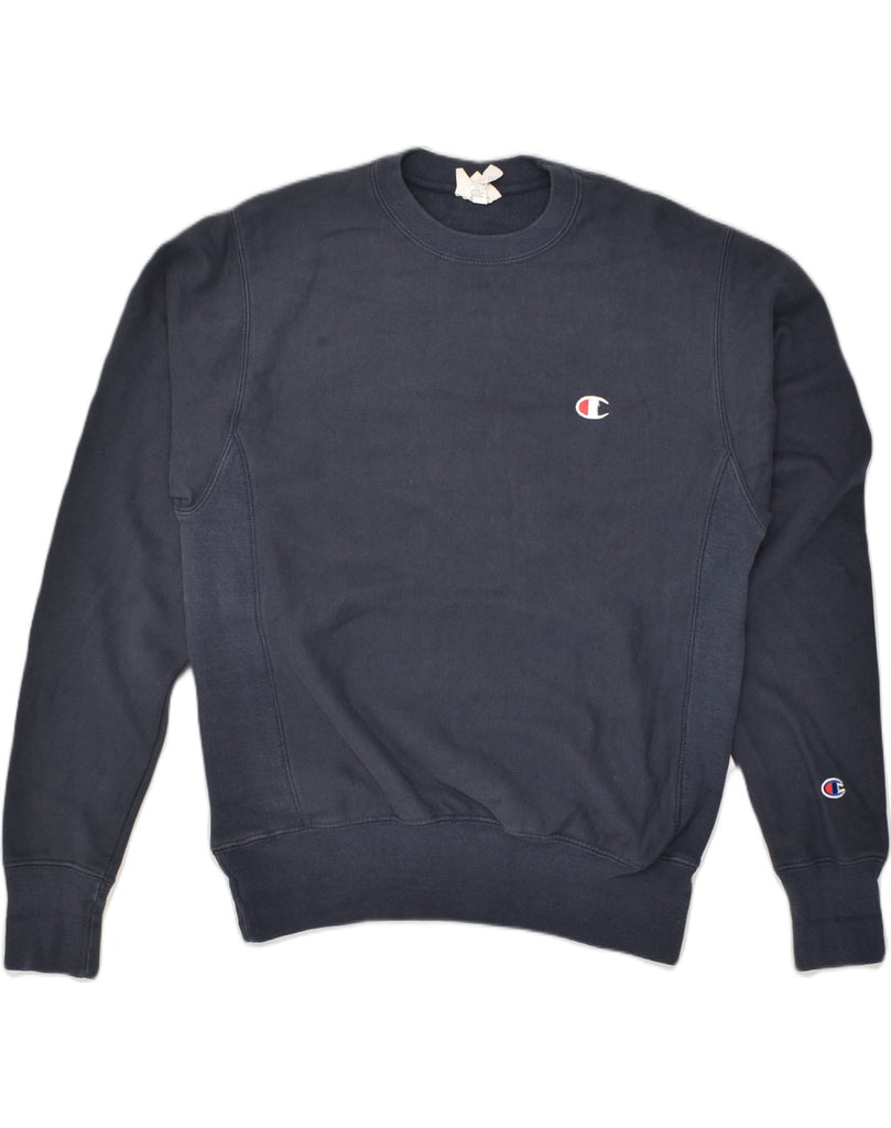 CHAMPION Mens Sweatshirt Jumper Small Navy Blue Cotton | Vintage Champion | Thrift | Second-Hand Champion | Used Clothing | Messina Hembry 