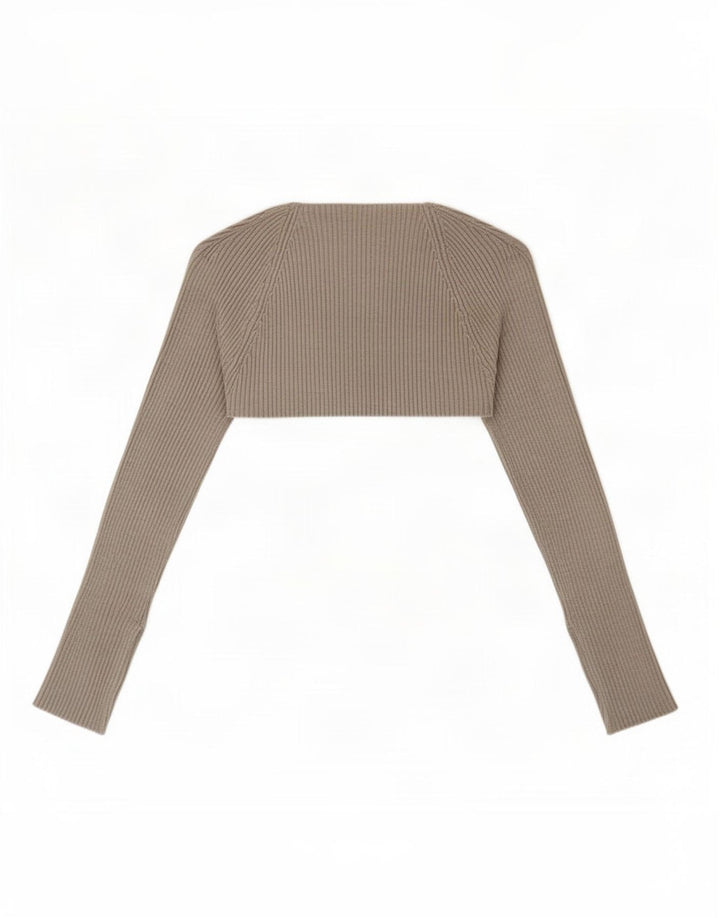 Zara Womens Crop Open Bolero Top UK 12 Medium Grey