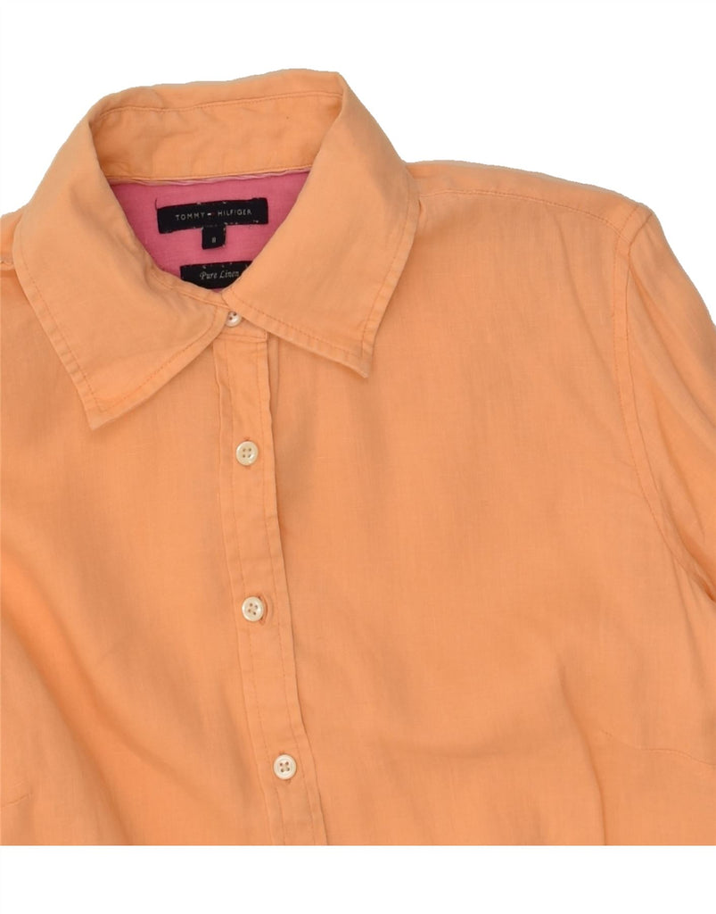 TOMMY HILFIGER Womens Shirt US 8 Medium Orange Linen | Vintage Tommy Hilfiger | Thrift | Second-Hand Tommy Hilfiger | Used Clothing | Messina Hembry 