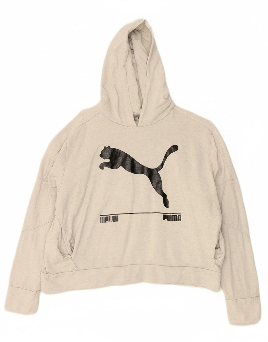 PUMA Womens Graphic Oversized Hoodie Jumper UK 18 XL  Grey Cotton