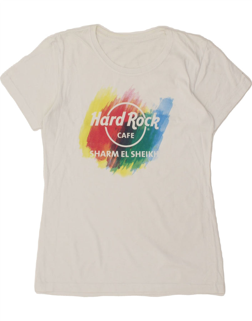 HARD ROCK CAFE Womens Sharm El-Sheikh T-Shirt Top UK 12 Medium White | Vintage Hard Rock Cafe | Thrift | Second-Hand Hard Rock Cafe | Used Clothing | Messina Hembry 