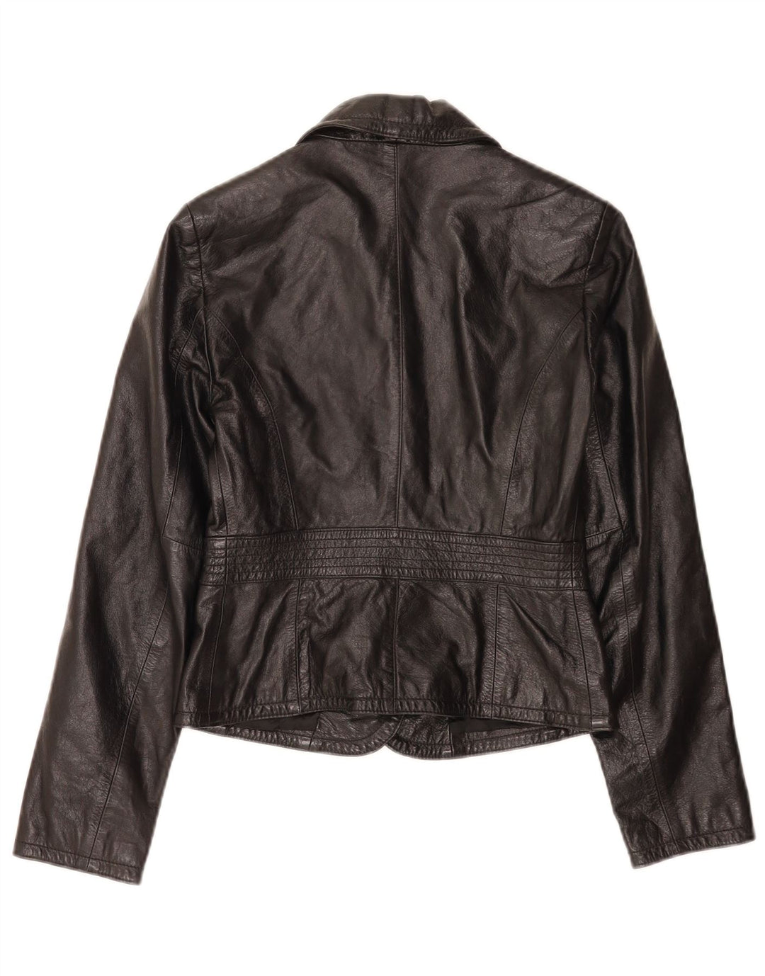 Sisley Womens Crop 2 Button Leather Blazer Jacket IT 40 Small Black