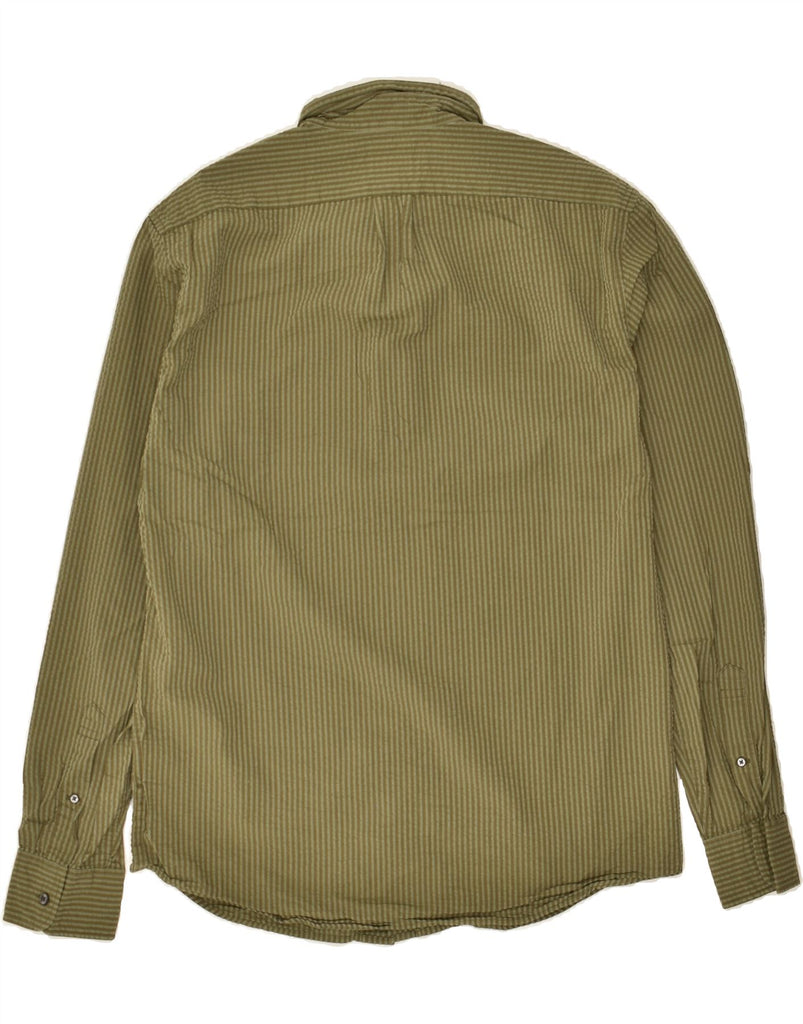 J. CREW Mens Slim Fit Shirt Medium Khaki Striped Cotton | Vintage J. Crew | Thrift | Second-Hand J. Crew | Used Clothing | Messina Hembry 