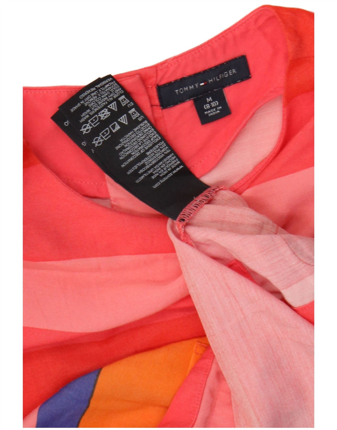 TOMMY HILFIGER Girls Blouse Top 8-9 Years Medium Red Striped Viscose