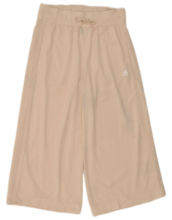 Adidas Womens Capri Tracksuit Trousers UK 8/10 Small  Beige Polyester