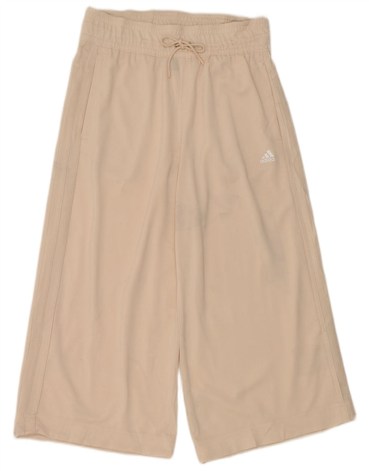 Adidas Womens Capri Tracksuit Trousers UK 8/10 Small  Beige Polyester