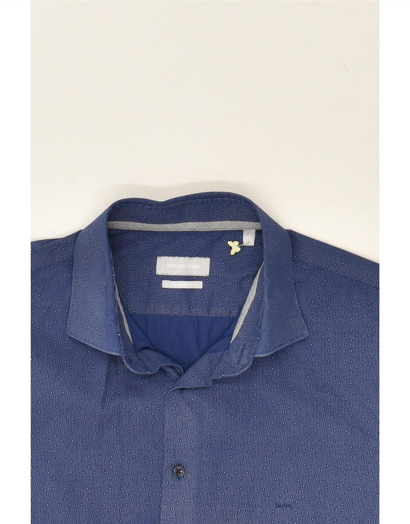 MICHAEL KORS Mens Modern Fit Shirt Size 42 16 1/2 Large Navy Blue Spotted Vintage Michael Kors and Second-Hand Michael Kors from Messina Hembry 