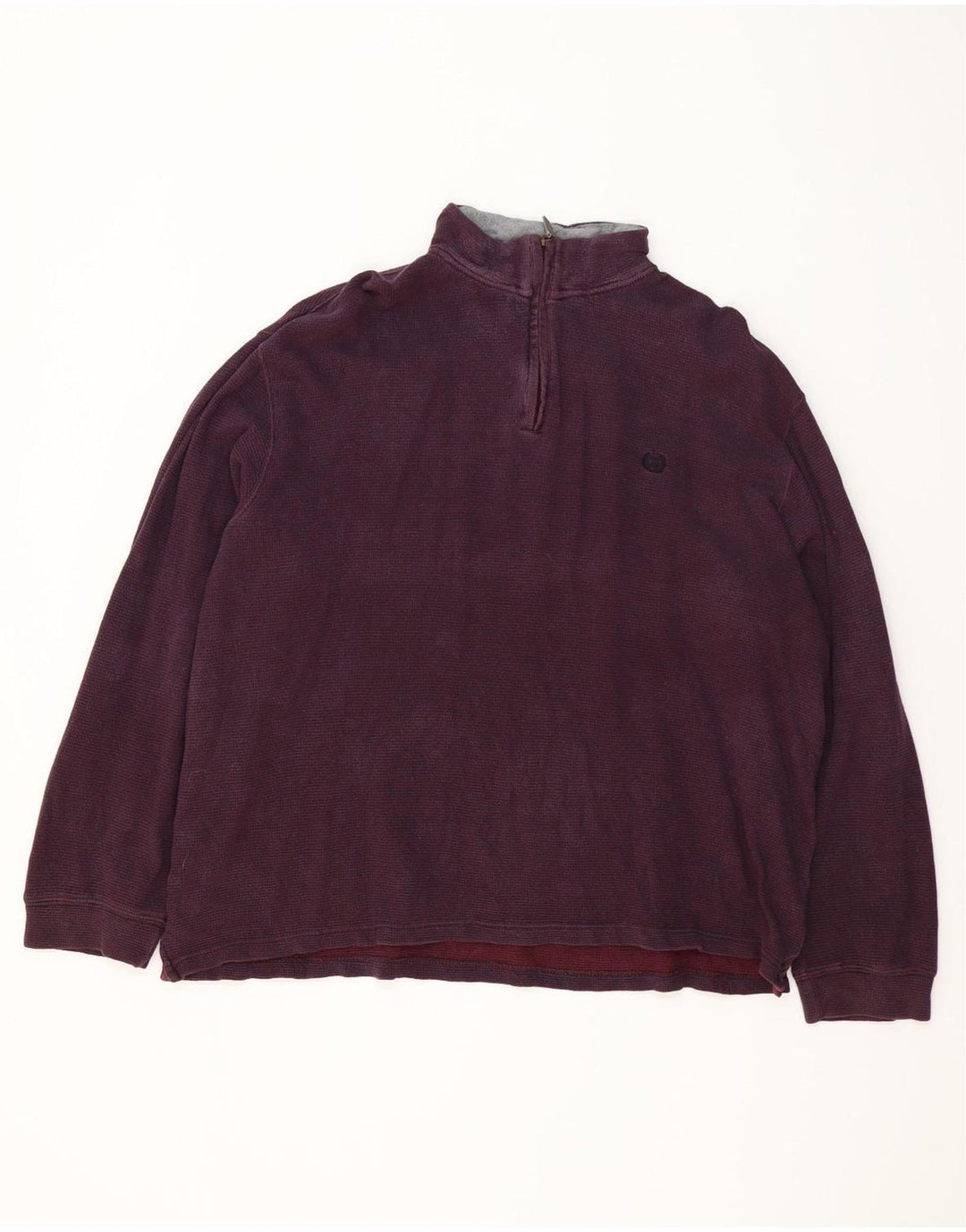 Chaps Mens Zip Neck Sweatshirt Jumper 2XL Burgundy Cotton