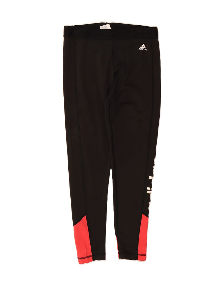 ADIDAS Womens Climalite Leggings UK 12/14 Medium  Black Colourblock Vintage Adidas and Second-Hand Adidas from Messina Hembry 