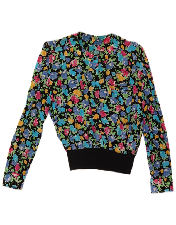 Vintage Womens Long Sleeve Blouse Top UK 10 Small Multicoloured Floral