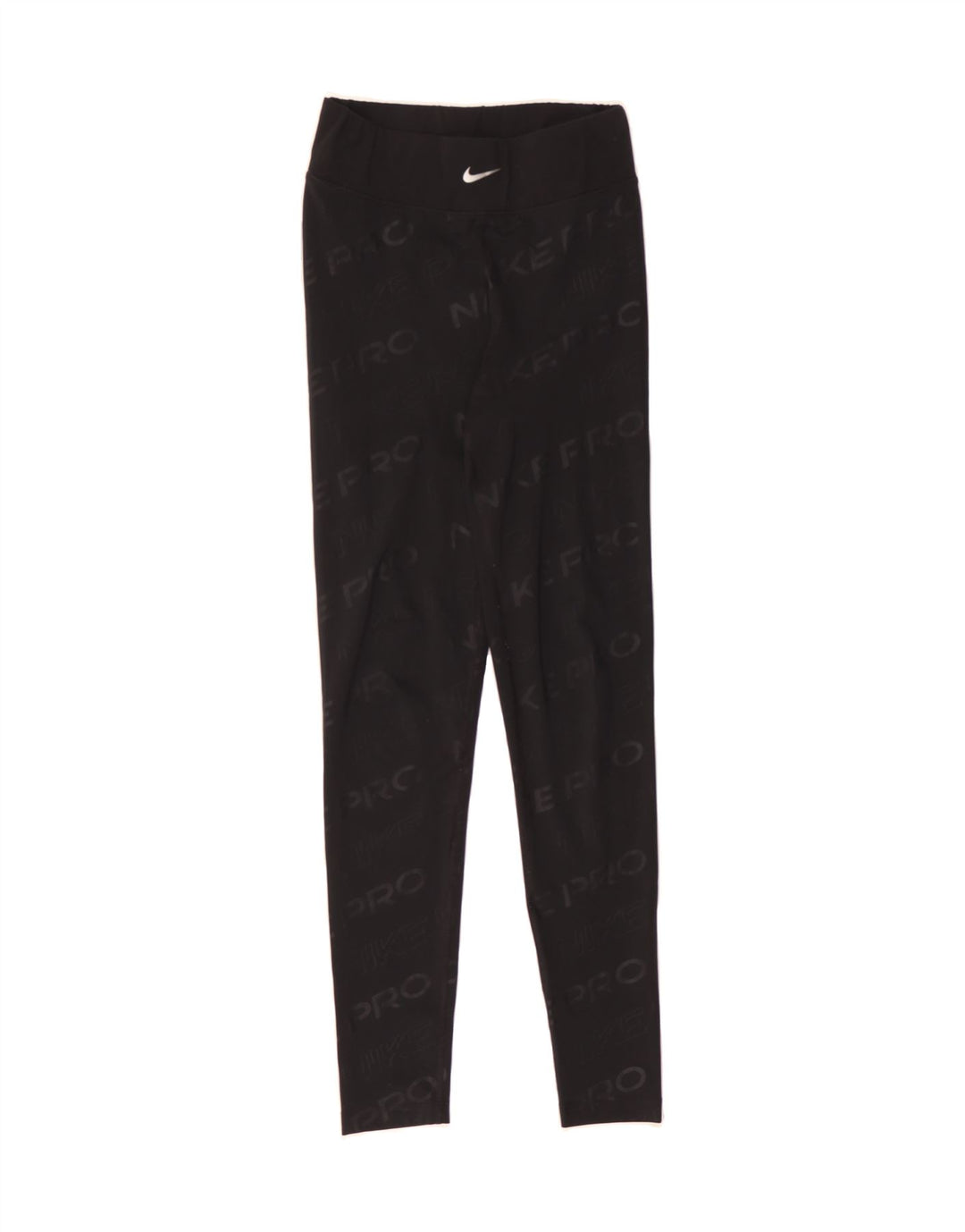 NIKE Womens Dri Fit Graphic Leggings UK 12 Medium Black Polyester Vintage Nike and Second-Hand Nike from Messina Hembry 