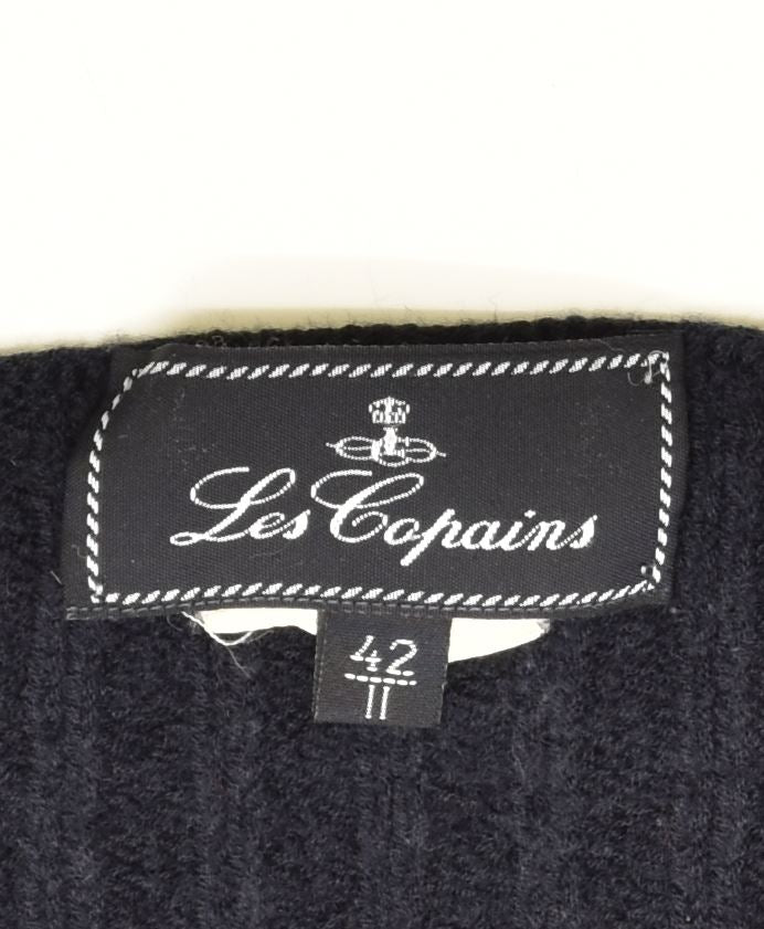 LES COPAINS Womens Crew Neck Jumper Sweater IT 42 Medium Navy Blue Vintage