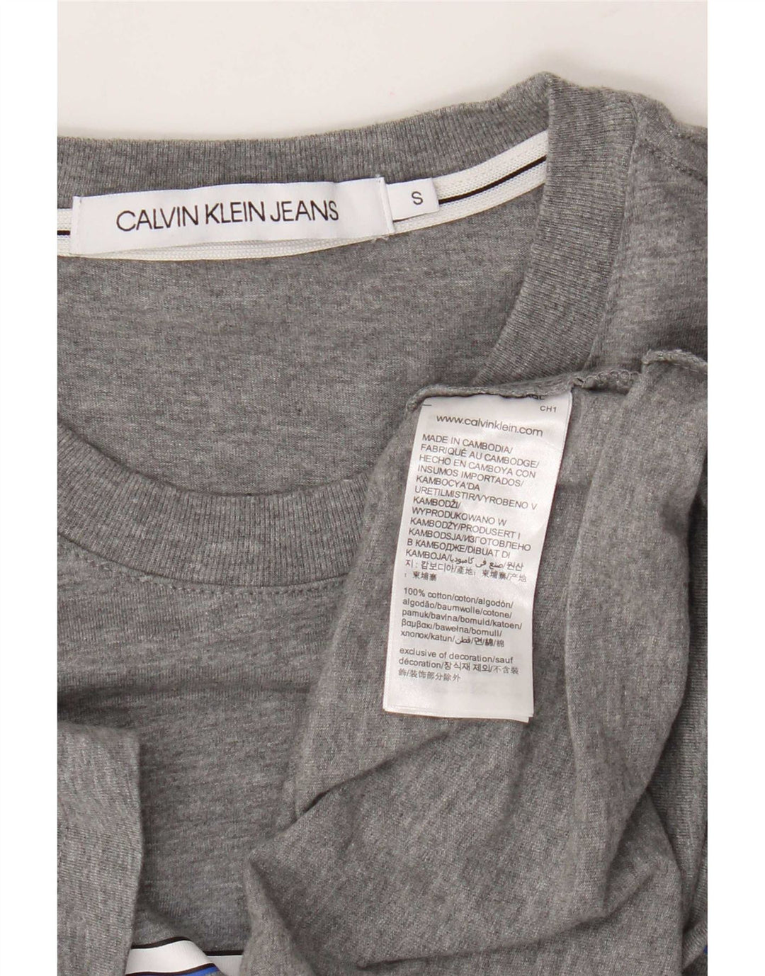 Calvin Klein Jeans Mens Graphic T-Shirt Top Small Grey Cotton