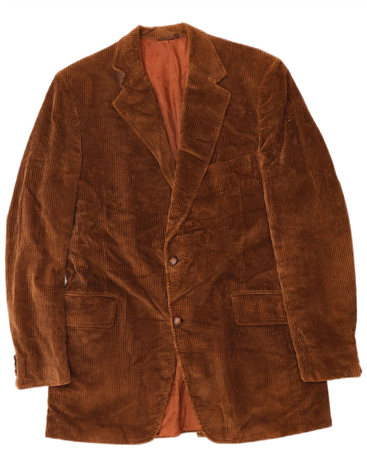 LONDON FOG Mens 2 Button Corduroy Blazer Jacket EU 42 XL Brown Cotton