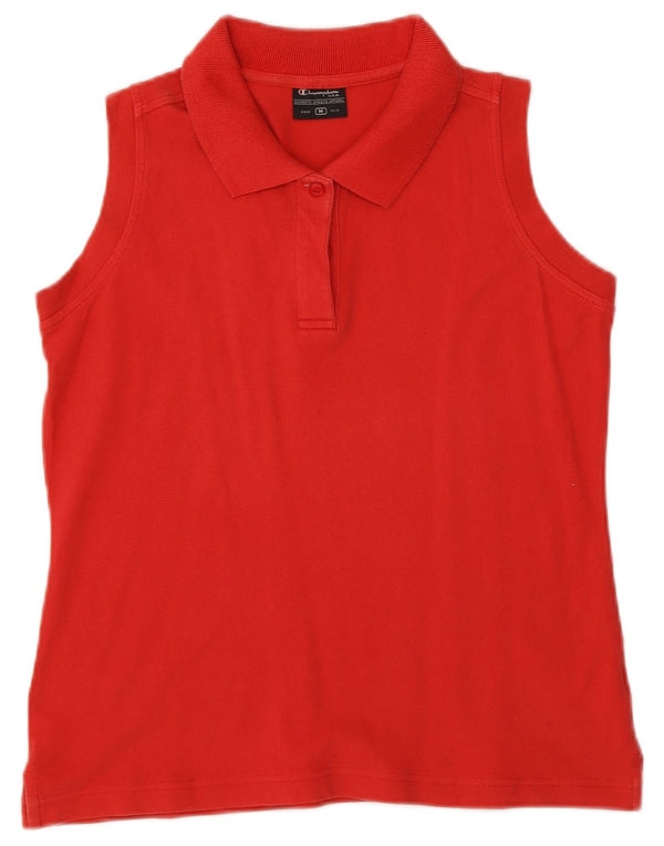 Champion Womens Sleeveless Polo Shirt UK 12 Medium Red
