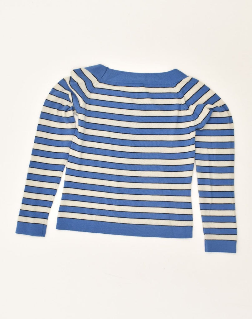 LUISA SPAGNOLI Womens Top Long Sleeve UK 8 Small Blue Striped Wool | Vintage Luisa Spagnoli | Thrift | Second-Hand Luisa Spagnoli | Used Clothing | Messina Hembry 