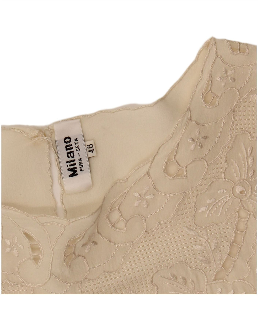 Vintage Womens Blouse Top IT 48 XL Off White Silk