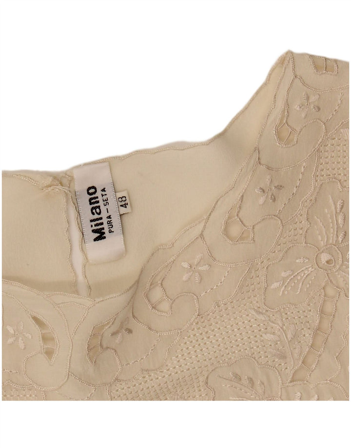 Vintage Womens Blouse Top IT 48 XL Off White Silk