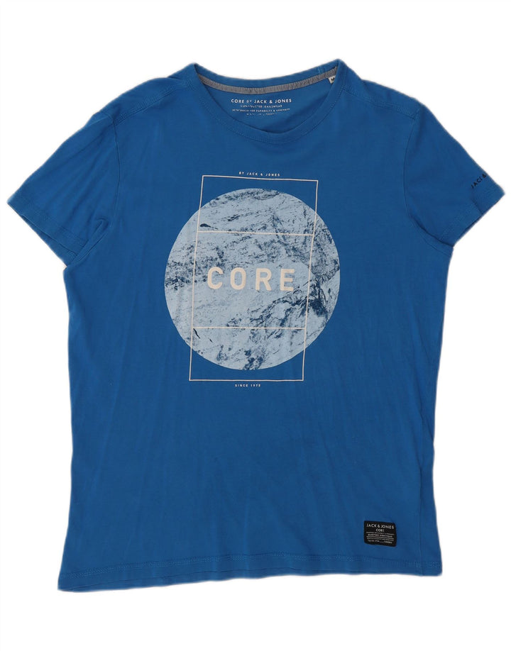 Jack & Jones Mens Graphic T-Shirt Top Medium Blue Cotton
