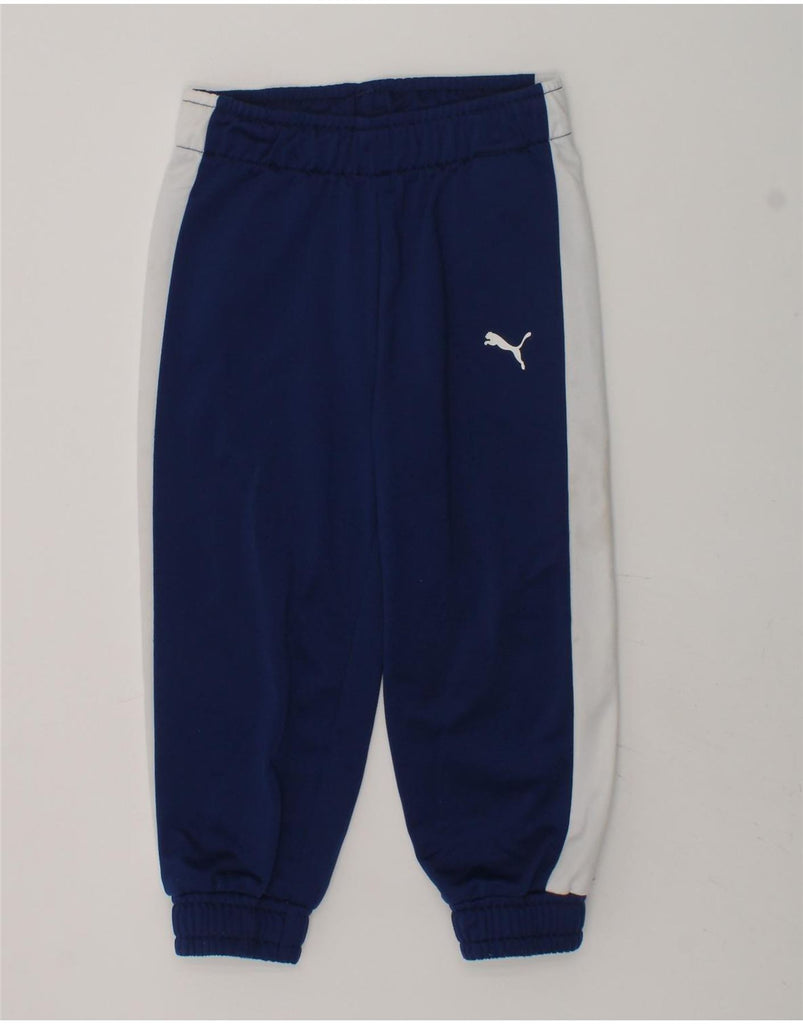 PUMA Boys Tracksuit Trousers Joggers 2-3 Years Navy Blue Colourblock | Vintage Puma | Thrift | Second-Hand Puma | Used Clothing | Messina Hembry 