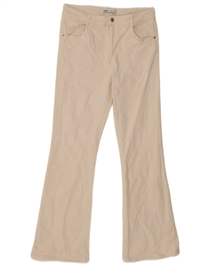 Zara Womens Flared Jeans EU 42 Large W32 L31 Beige Cotton