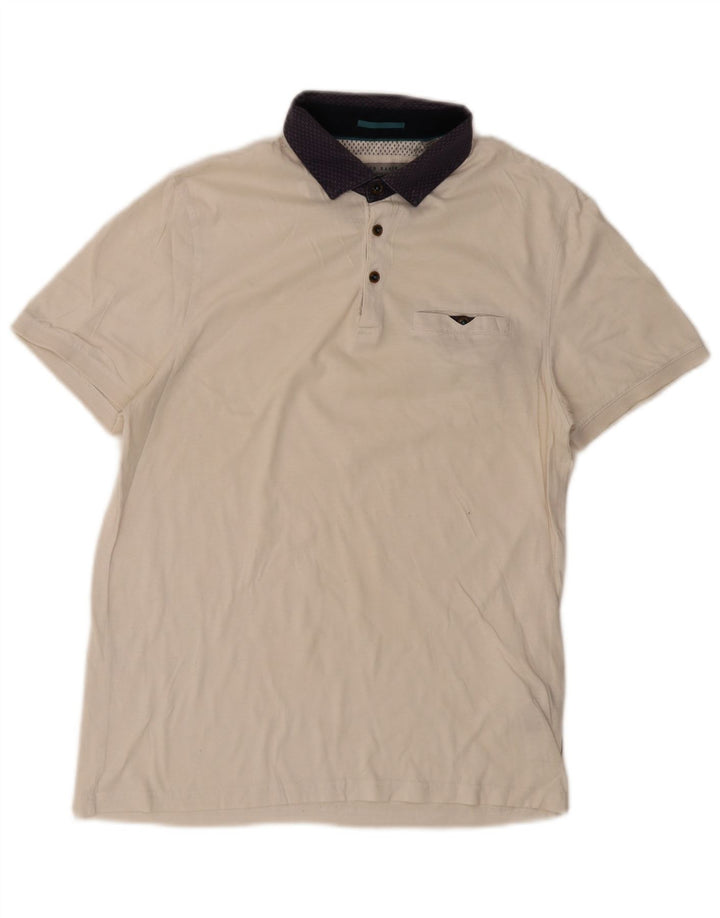 Ted Baker Mens Polo Shirt Size 3 Medium White Cotton