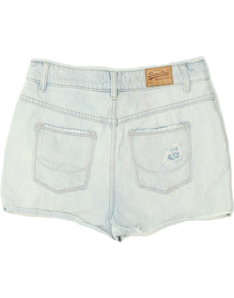 SUPERDRY Womens Distressed Denim Hot Pants W28 Medium Blue Cotton | Vintage Superdry | Thrift | Second-Hand Superdry | Used Clothing | Messina Hembry 