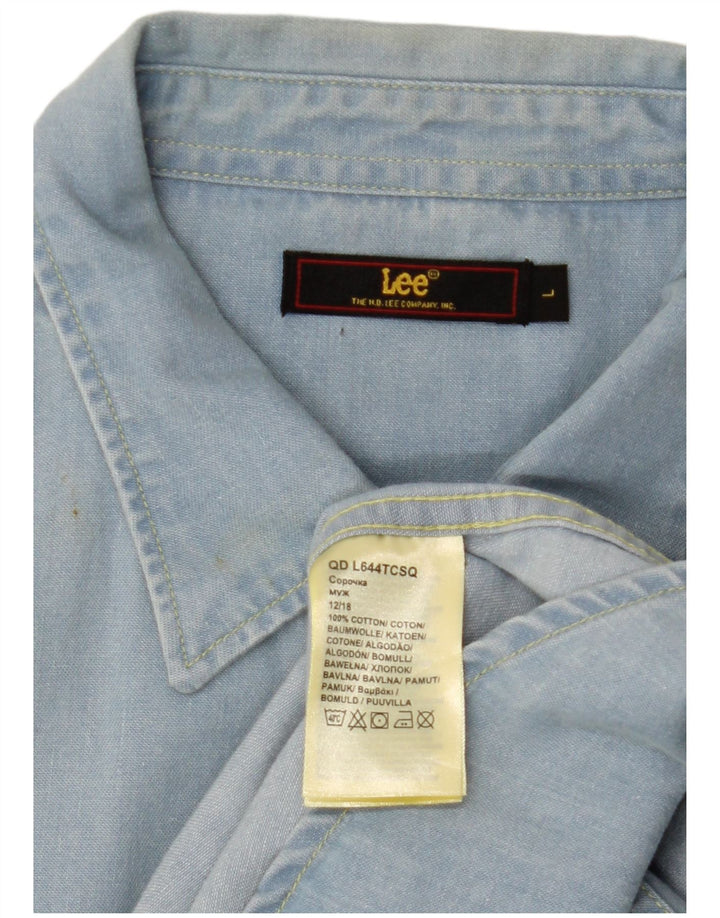 LEE Mens Denim Shirt Large Blue Cotton