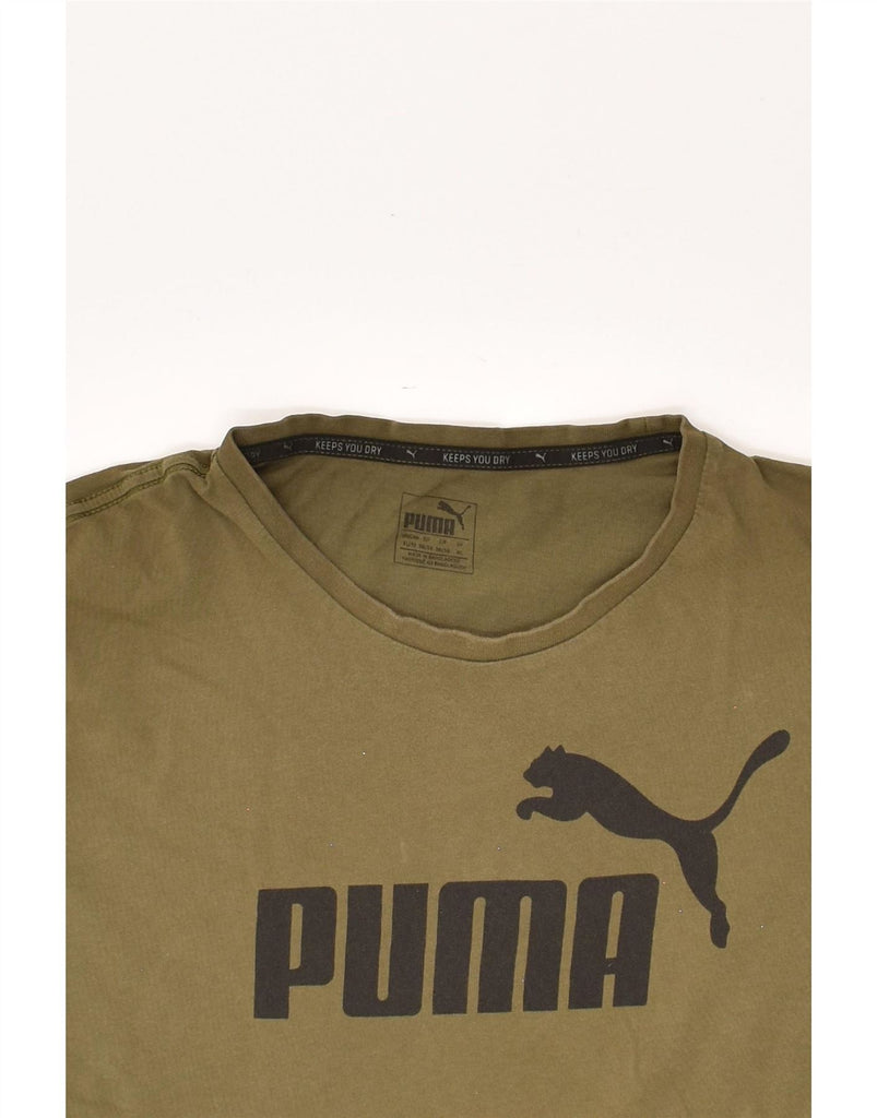 PUMA Womens Graphic T-Shirt Top UK 18 XL Khaki Cotton Vintage Puma and Second-Hand Puma from Messina Hembry 