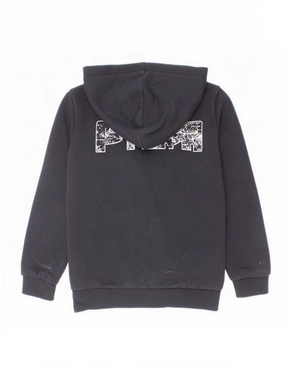 Puma Boys Graphic Zip Hoodie Sweater 9-10 Years Black Cotton