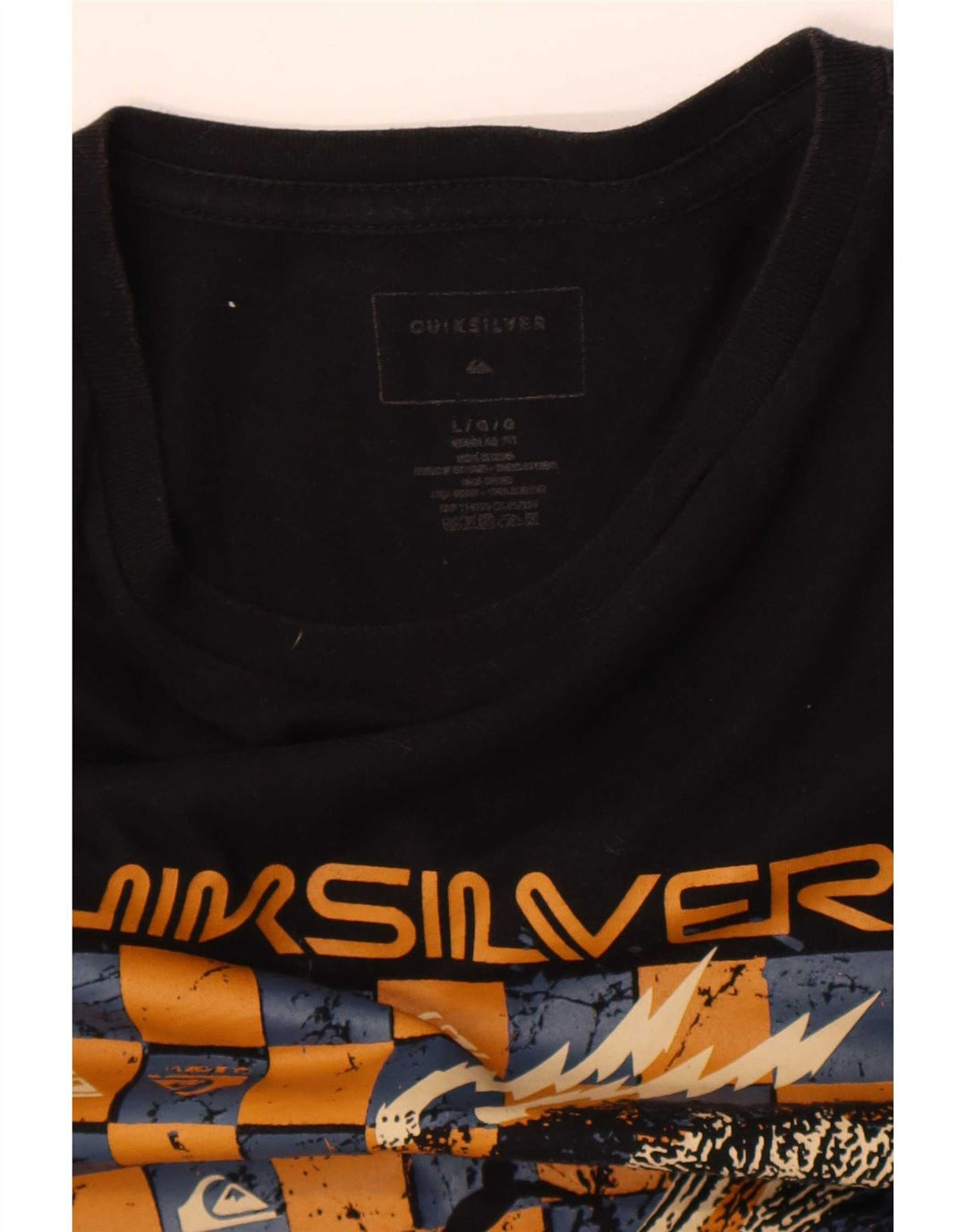 Quiksilver Mens Regular Graphic T-Shirt Top Large Black Cotton