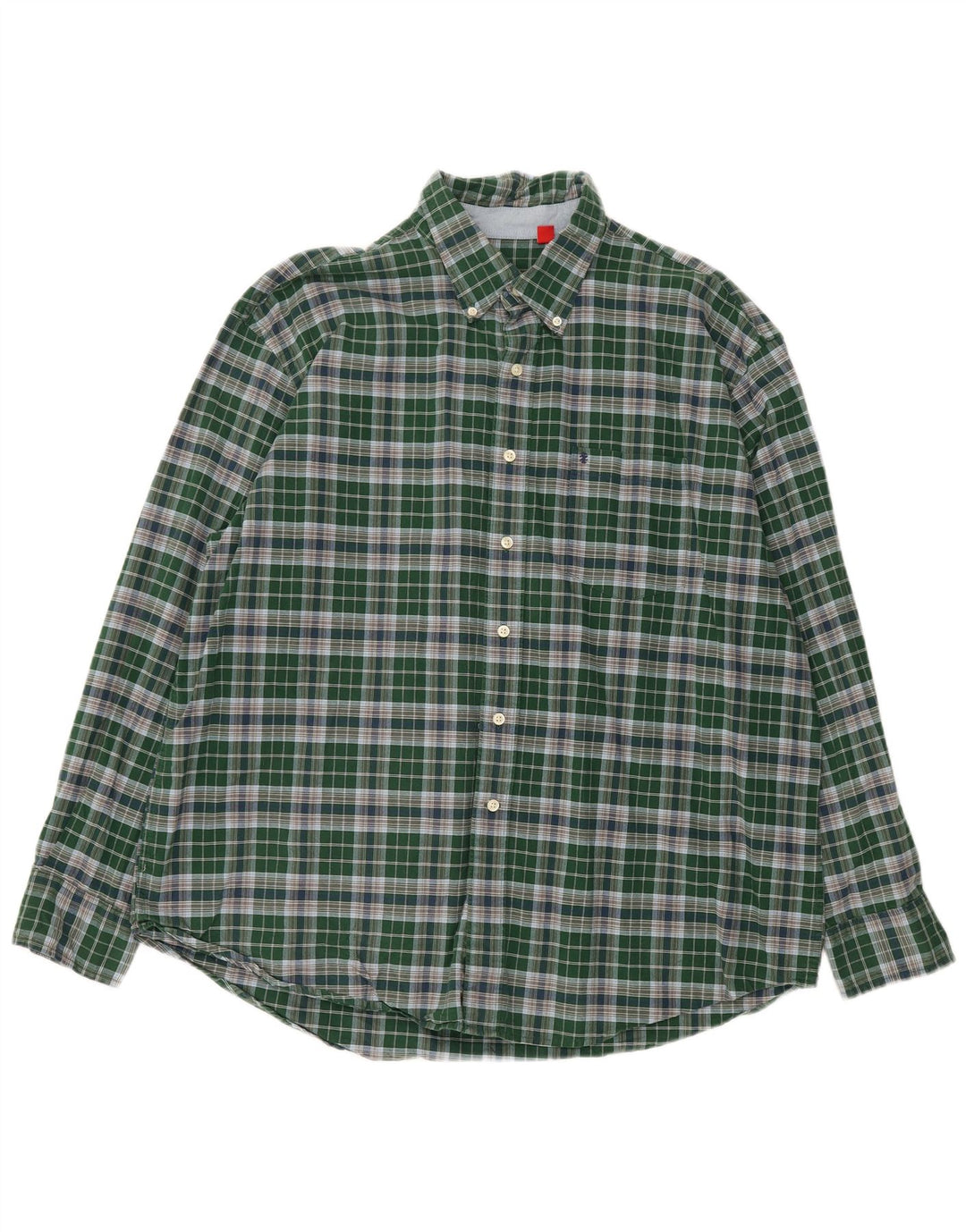 IZOD Mens Shirt XL Green Check Cotton