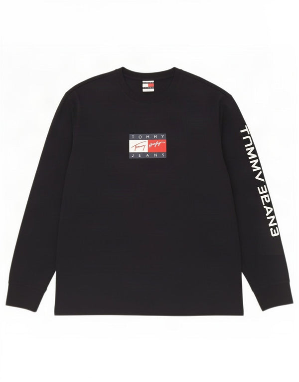 Tommy Hilfiger Mens Graphic Top Long Sleeve 2XL Navy Blue Cotton