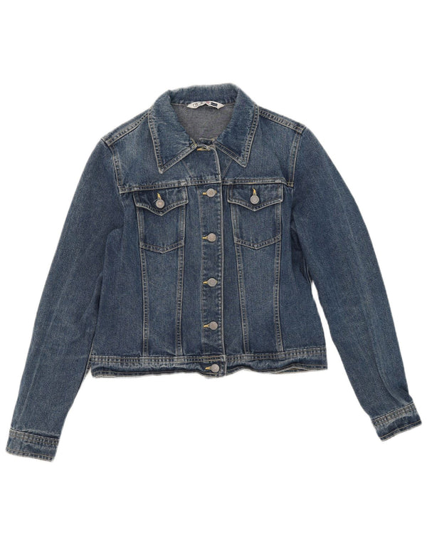 New Penny Womens Crop Denim Jacket UK 12 Medium Blue Cotton