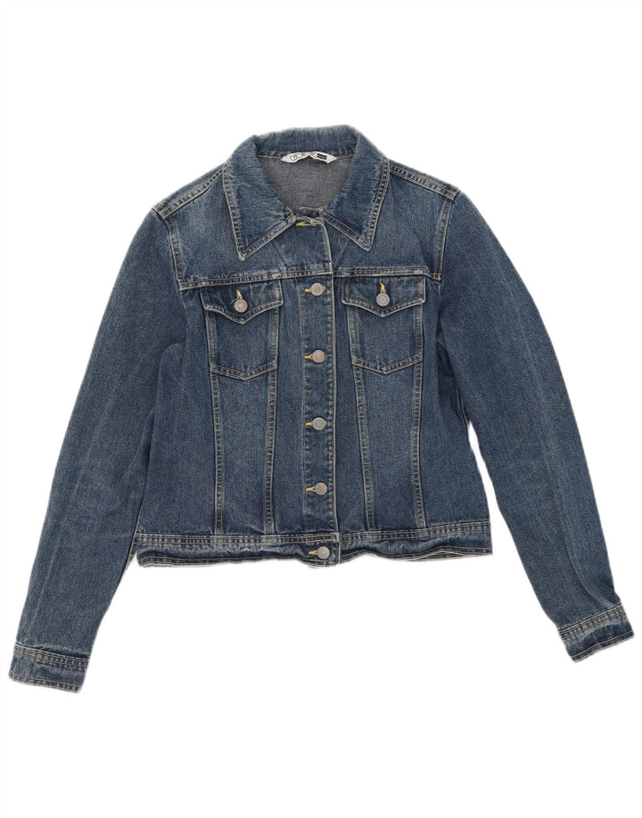 New Penny Womens Crop Denim Jacket UK 12 Medium Blue Cotton