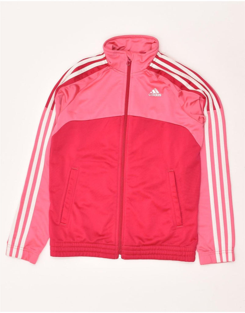 ADIDAS Girls Tracksuit Top Jacket 11-12 Years Pink Colourblock Polyester | Vintage Adidas | Thrift | Second-Hand Adidas | Used Clothing | Messina Hembry 