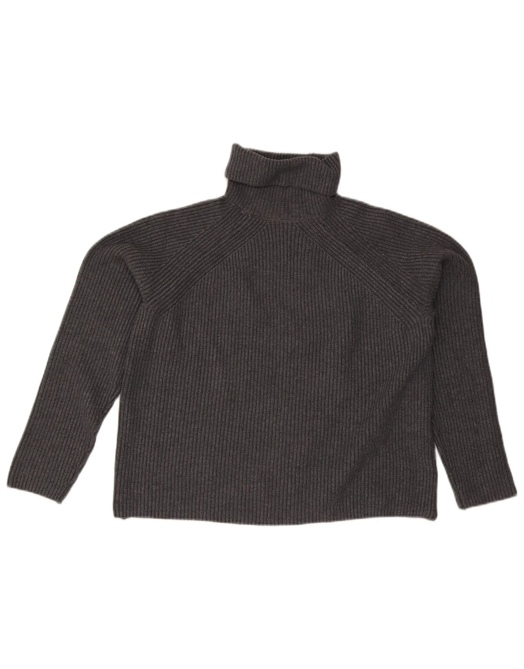 Marks & Spencer Womens Crop Roll Neck Jumper Sweater UK 10 Small Grey