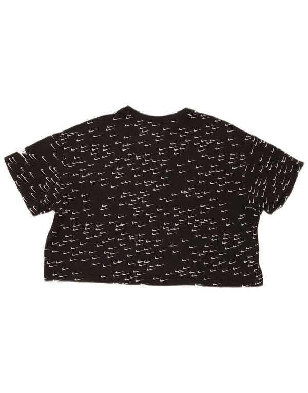 Nike Womens Crop Graphic T-Shirt Top UK 18 XL Black Cotton