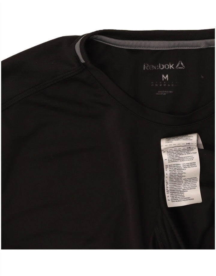 REEBOK Womens T-Shirt Top UK 14 Medium Black Colourblock Polyester