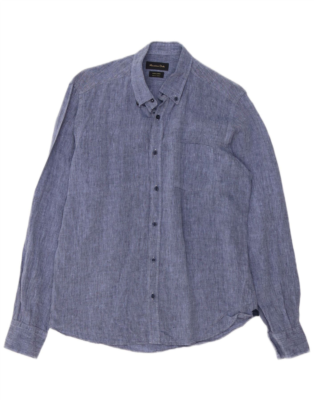 Massimo Dutti Mens Shirt Medium Blue Linen