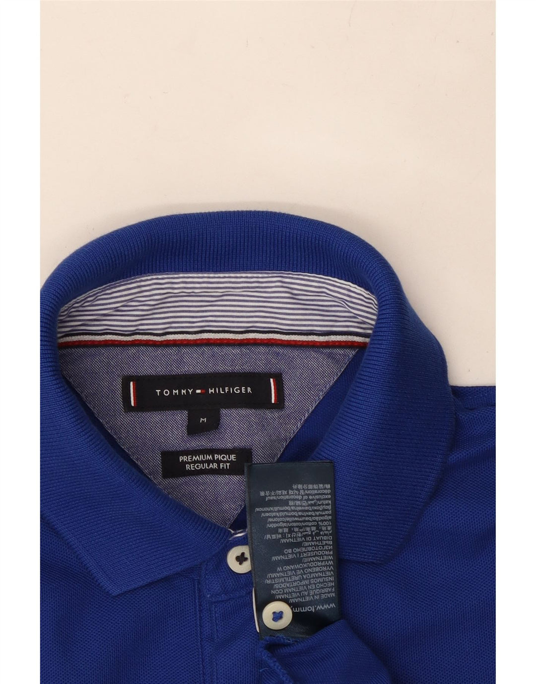 TOMMY HILFIGER Mens Regular Fit Polo Shirt Medium Blue Cotton