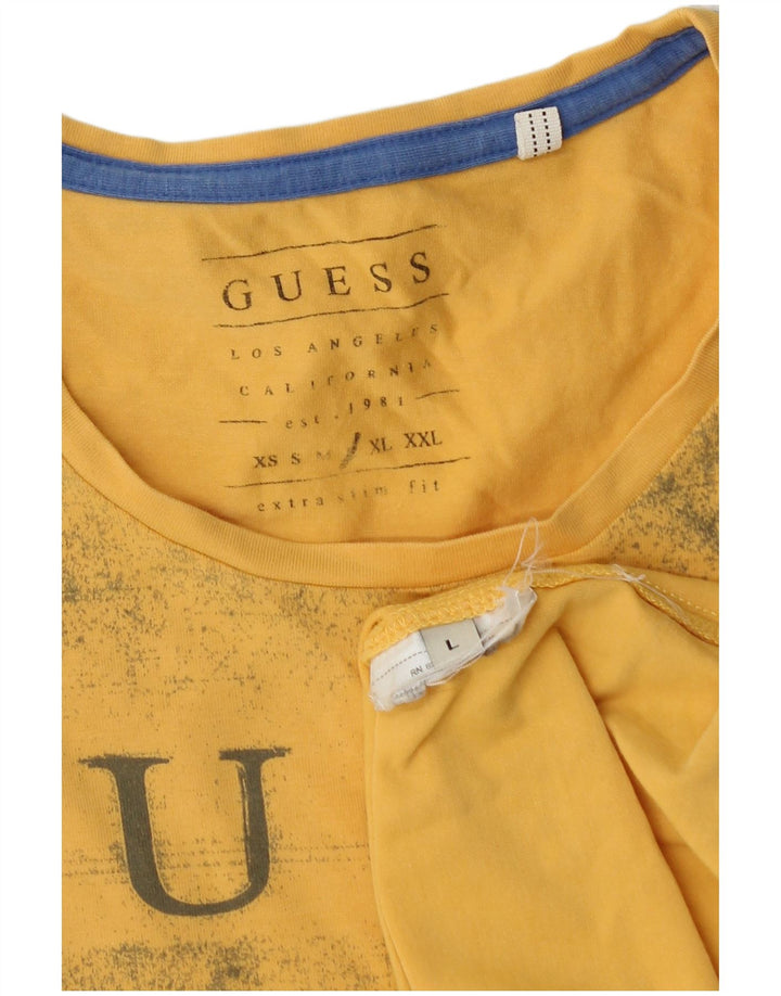 Guess Mens Extra Slim Graphic T-Shirt Top Large Yellow