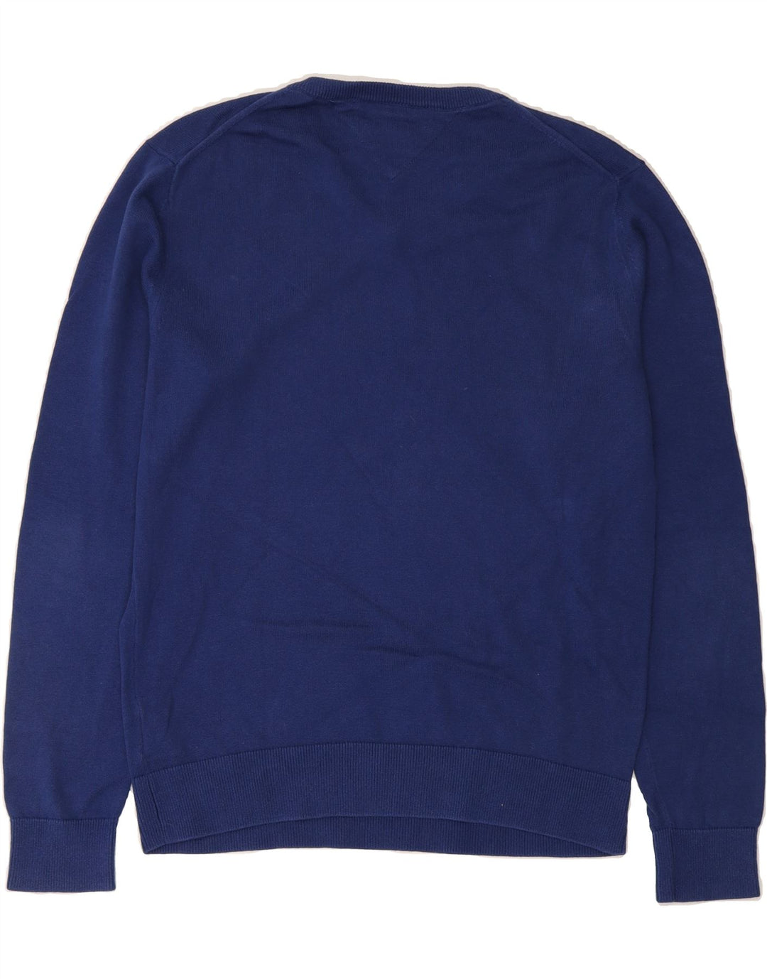 TOMMY HILFIGER Mens V-Neck Jumper Sweater Medium Navy Blue Cotton Vintage Tommy Hilfiger and Second-Hand Tommy Hilfiger from Messina Hembry 