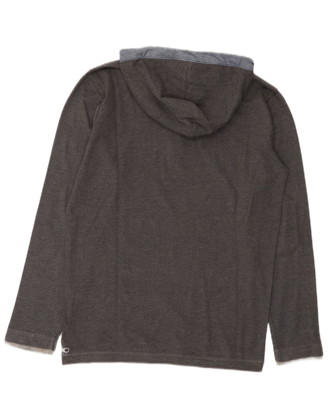 Tom Tailor Mens Hooded Graphic Top Long Sleeve Small Grey Cotton