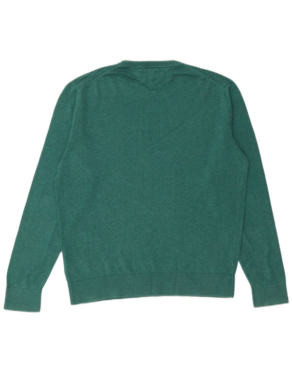 Tommy Hilfiger Mens Crew Neck Jumper Sweater XL Green Cotton
