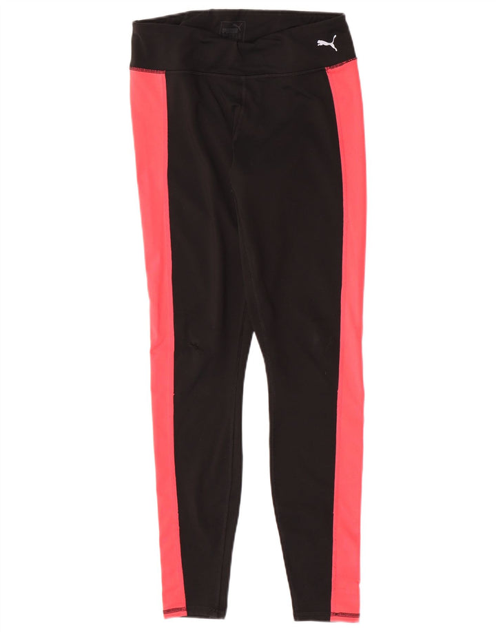 Puma Womens Leggings UK 12 Medium Black Colourblock