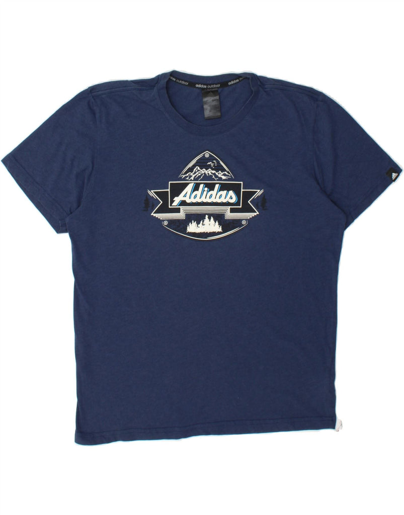ADIDAS Mens Graphic T-Shirt Top UK 42/44 Large Navy Blue Cotton Vintage Adidas and Second-Hand Adidas from Messina Hembry 