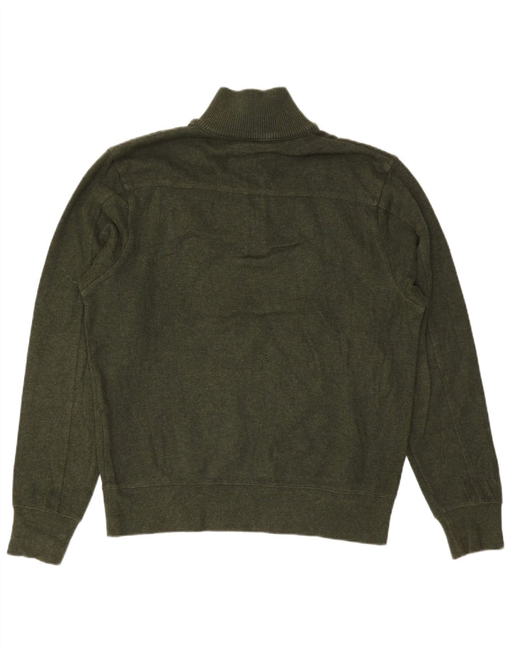 Gant Mens Zip Neck Jumper Sweater Large Khaki Cotton