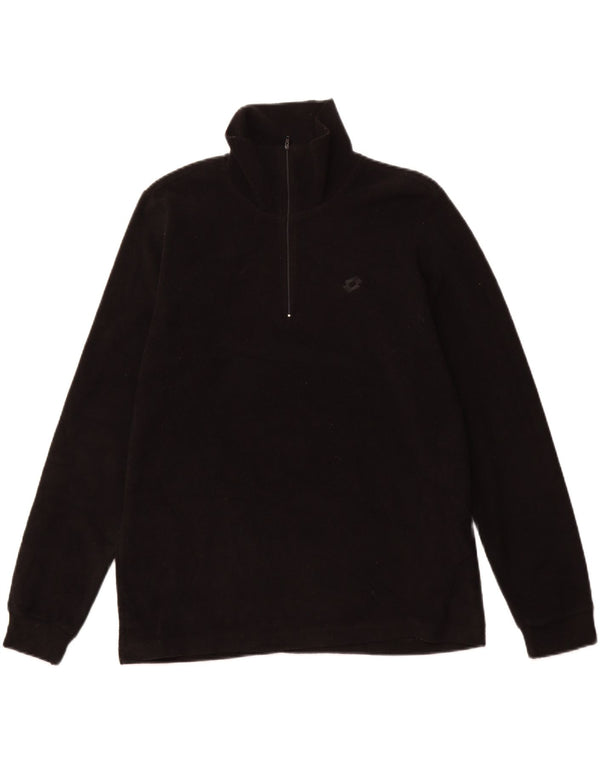 LOTTO Mens Zip Neck Fleece Jumper Large Black Polyester