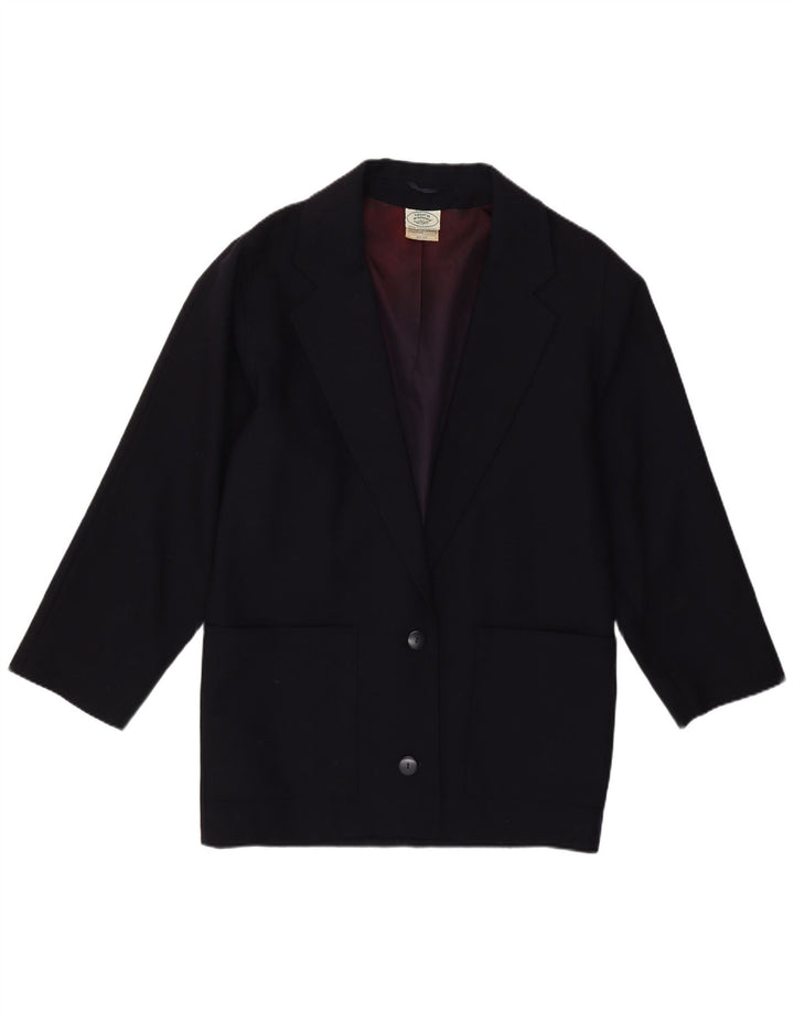Laura Ashley Womens 2 Button Blazer Jacket UK 10 Small Navy Blue Wool